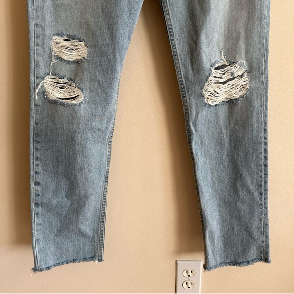 rag & bone Marilyn Distressed Straight Leg Raw Hem Crop Jeans Light Blue 31 NWT - Picture 7 of 15